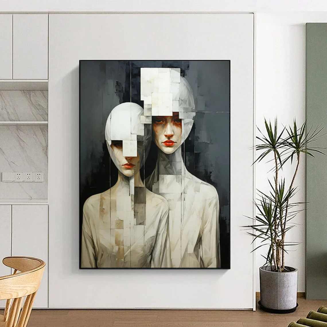 Painting Hand-Painted Study large textured art for fireplace
